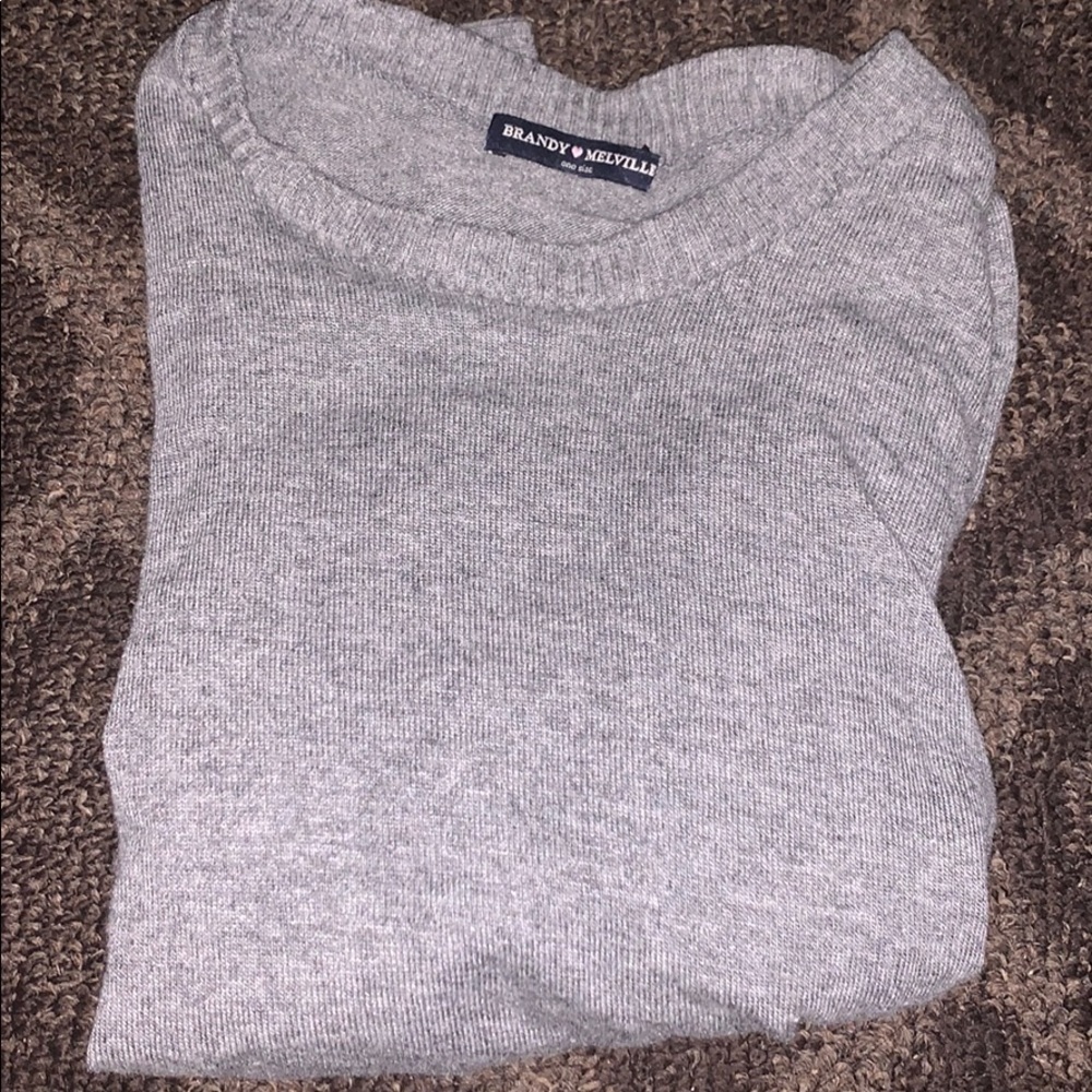 Brandy Melville  Grey Knit Sweater Cropped